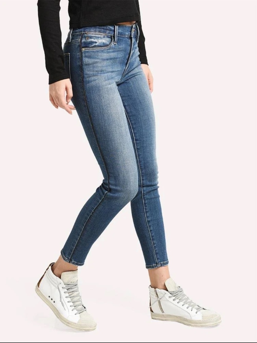 FRAME Le High Skinny Tux Piping Jeans in Serrano! Women’s 27! Black tux piping!